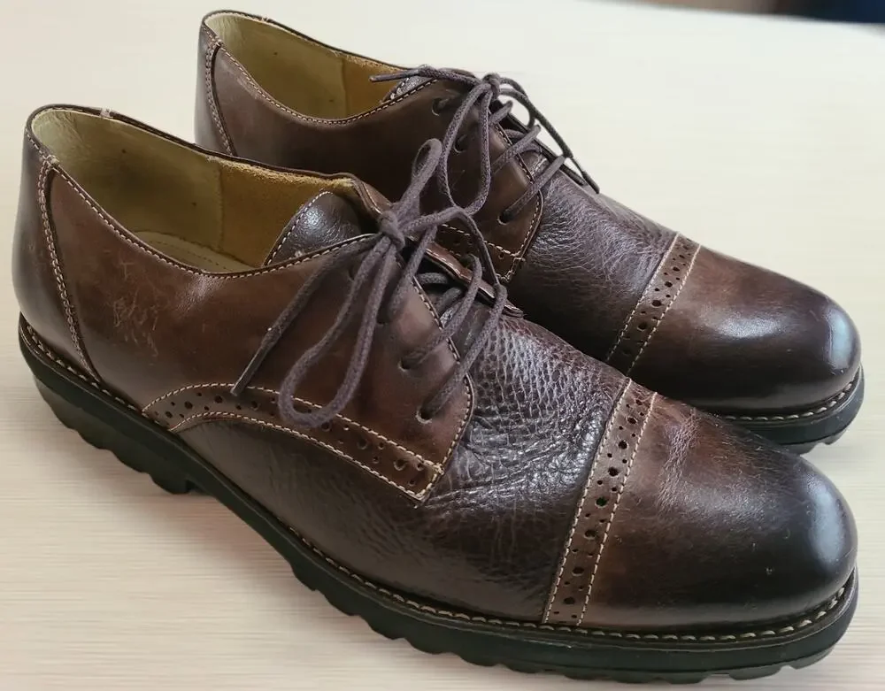 Sandro Moscoloni Oxford Brown Leather Comfort Cap Toe Men’s Shoes 9 B Laced